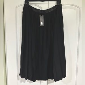 BROOKLYN INDUSTRIES | Zowie Pleated Midi Skirt - Leather Waistband, Size 1X, NWT